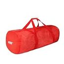 Heavy-Duty Mesh Duffle Bag. Great for Sports Equipment, Scuba Diving, Snorkeling, Swimming and More (Red)