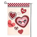 Valentines Day Garden Flag, 18 x 12 Inch Double Sided Happy Valentines Day Banner for Outside Love Heart Garden Flag for Outdoor Holiday Seasonal Anniversary Farmhouse Home Yard Decor