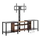 IRONCK 79 Inch TV Stand for TVs up to 85 Inch with Mount and Power Outlet, 3 Tiers TV Console with Storage Shelves, Entertainment Center, Steel Frame, for Living Room, Bedroom, Vintage Brown