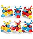 Tzoo® Mini Scooter Toys for Kids Toddlers Baby Boys Girls Adults Seat Model Toys Steering Wheel Car Toy Track, Mini Motorcycle Toy Pull Back (Multi Color) - Pack of 6