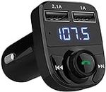 INEFABLE Car X8 Bluetooth Fm Transmitter Wireless 2.1 A Dual USB Port Which Support TF Card & U Disk Car Charger & Mp3 Music Stereo Adaptor for All Android & iOS - Black - Pack of 1