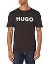HUGO Boss Mens Print Logo Short Sleeve T-Shirt T Shirt, Smooth Black, Large US