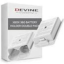DevineCustomz® 2 Pack White Xbox 360 Controller Battery Covers Pack Holder For Microsoft Wireless