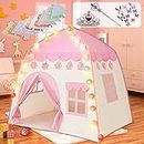 Labeol Princess Castle Play Tent Large Kids Play House for Indoor and Outdoor with Cotton Ball Lights Crown Magic Wand Safety Non-toxic Great Gift for Girls 130 * 100 * 130