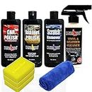 Kangaroo® Car Care Kit (Car Polish, Dashboard Polish, Scratch Remover, Car Interior Cleaner (Vinyl Leather) 200 ML Each with 3 Foam Applicator and 1 Microfiber Towel - Save Your TIME
