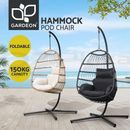 Gardeon Outdoor Egg Swing Chair with Stand Cushion Patio Hanging Chair Wicker