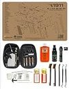 EDOG 29 Pc Pistol Cleaning System - Compatible with Kimber 1911 Compact & Pro - Tan - Schematic (Exploded View) Mat, Range Warrior Universal .22 9mm - .45 Kit & Clenzoil CLP & Gun Oil & Patchs