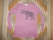 Indigo Thread Co ~ Women's S ~ Mauve Pink ~ L/S ~ Floral Elephant Shirt