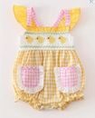 NEW Boutique Embroidered Easter Chicks Baby Girls Bubble Romper Jumpsuit