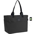 BAJNOKOU Large Laptop Tote Bag For Women Work Fits 15.6''-17'' Shoulder Bag USB Teacher Bags With Many Pockets，Black