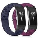 TumpCez Elastic Strap Only Compatible with Fitbit Charge 2，Adjustable Stretchy Nylon Sports Replacement Band for Men Women