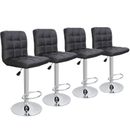 Set of 4 Adjustable Modern Swivel Bar Stools Dining Chair Counter Height  Black