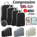 4Pcs Compression Packing Cubes Expandable Storage Travel Luggage Bags Organizer