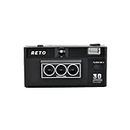RETO Caméra 3D 3D 35 mm – Caméra lenticulaire Effet 3D Boomerang, Flash intégré (Noir)