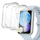 WUWOCJ 2-Pack Screen Protector Case Cover Compatible with Huawei Watch Fit 2, Soft TPU All-Around Protector Cover (Clear/Clear)