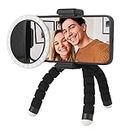 Intempo EE7221BLKSTKEU7 2-in-1-Vlogging-Starter-Kit inkl. Selfie-Leuchte mit Clip und Smartphone-Stativ/-Halterung, anpassbare Helligkeit, Flexible Beine, kompatibel mit den meisten Mobiltelefonen