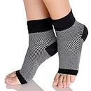 Never Quit Compression Ankle Support - 20-30 mmhg Open Toe ?ompression Socks for Swelling, Plantar Fasciitis, Sprain, Neuropathy - Nano Brace for Women and Men (Black)