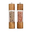 XQXQ Premium Acrylic Salt and Pepper Grinder Set, Manual Salt and Pepper Mills- Wooden Shakers with Adjustable Ceramic Core-Salt Grinder and Pepper Mill -8 Inches-Pack of 2