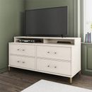 Novogratz Kalissa 4 Drawer Media Dresser For Tvs Up To 50" Wood in White | 27.4 H x 53.62 W x 19.68 D in | Wayfair 4566926COM