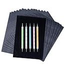 Maycoo 200 Sheets Carbon Paper Black Transfer Tracing Paper and 5 Pieces Ball Embossing Styluses for Wood, Paper, Canvas and Other Art Craft Surfaces Black