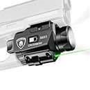 WARRIORLAND Crossbow MA1 800 Lumens Rail Mounted Universal Weaponlight for Pistol, Green Laser & White LED Combo Tactical Light, Magnetic USB Rechargeable Flashlight-Screen Displays Battery Status