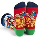 Lavley Funny Socks for Outdoor Activities Lovers and More - Novelty Gifts for Men, Women, and Teens, Bike More Worry Less, One Size