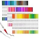 Ogeely Art Markers 60 PCS Dual Brush Pens for Coloring, Colored Marker Pen Set with Fine & Brush Tip Art Supplier for Kids Adults Drawing, Journaling Note, Coloring Books…