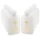 10 Pack of Translucent Holy Water Bottles | Gold-Tone Cross and Lettering | Twist Cap with Flip Nozzle | Great Catholic Gift for First Holy Communion, Confirmation, and Housewarming | Portable