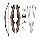 Archery Takedown Recurve Bow Bow and Arrow Set Longbow for Adults Teens Kids Beginners Training Practice & Hunting (10-38lbs) (48inch, 22 lbs)