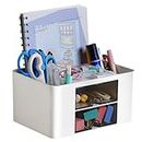 CRESZZLE White Desk Organizer with Drawers - Neat Stationery Storage - Ideal for Teachers, Students - Great Gift - Office, School, Home Organization