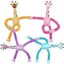 Ainiv 4 Stück Teleskop-Saugnapf-Giraffe-Spielzeug, Sensorisches Giraffen-Spielzeug, Telescopic Suction Cup Giraffe Toy, Lustiges Pädagogisches Stressabbau-Spielzeug für Kinder und Erwachsene