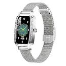 ASVIL Smartwatch Mujer con Llamada Y WhatsApp,1.45" Reloj Inteligente Mujer para Android iPhone con Seguimiento Mestruale,Presión Arterial,Ritmo Cardíaco,Oxígeno Sanguíneo,Plata