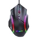 Gaming Mouse Wired High Speed RGB ZARXi MKESPN X15, 12800 DPI, 13 RGB Backlights, 12 Programmable Buttons, Adjustable Weights, Ergonomic Design, USB Connect, Black, for PC/Mac/Laptop