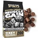 Bully Max 11-in-1 Muscle Gain Power Chews - High Protein Dog Food Health Supplement for Puppy and Adult Dogs | Premium Muscle Builder for All Breeds with Natural Ingredients - 75 Tasty Soft Dog Chews