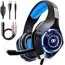 Gaming Headset for PS4 PS5 PC Xbox Series, 3.5 mm Deep Bass Stereo Surround Sound PS4 Headset with Noise Cancelling Microphone for Laptops, Tablets, Mac