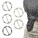 SANNIDHI® 5Pcs Silk Scarf Ring Clip Blouse T-shirt Tie Rings Clips for Women Fashion Metal Clothes Circle Clip Buckle Ring Wrap Holder