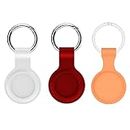 Mizi Case for Air-Tag 2021 [3 Pack], Soft Silicone Protective Cover with Keychain Easy Attach to Keys, Pets, Backpacks, Luggage (Orange/Red/White)