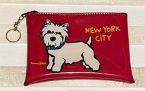 Marc Tetro Westie Dog NEW YORK Zip Pouch Bag Toiletry Cosmetic Small 100% PVC