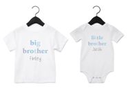 Personalised Name Big & Little Brother Matching T-Shirts Bodysuits New Baby Boys