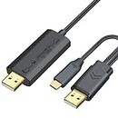 tunghey Computer to Computer USB Cable PC to PC Data Transfer Cord USB-C USB-A Windows 11 10 8 7 Vista XP MA-C for USB 2.0 High Speed Easy File Sync Software Included 2M