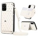 Furill Phone Case for Samsung Galaxy S20 5G 6.2 inch Wallet Cover with Crossbody Shoulder Strap Stand Card Holder Credit Pocket Magnetic Cell Accessories S 20 20S UW S2O G5 Girls Women Men White