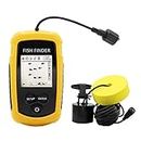 RICANK Portable Fish Finder, Water Handheld Fish Detector Device Ice Kayak Fishfinder Shore Boat Fishing Depth Finders with Sonar Sensor Transducer and LCD Display Wired Gear Fish Depth Finder