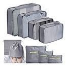 TXBOBECO Packing Cubes Set for Travel Suitcases, 8 pcs Travel Organiser Packing Bags for Clothes Shoes Toiletries Travel Luggage Organizers Storage Bags (Grey)