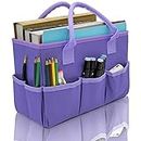 Cupohus Art Organizer Craft Storage Tote Bag with Pockets and Hadles, Oxford Fabric Carrying Caddy for Teacher, Officer, Artist, Students, Traveler, and More, Purple, Normal