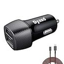 Dyazo 2 Port Car Charger 4.8 Amp Compatible for Samsung Galaxy S7/6/Edge, Note S 5/ S 4, J Series Moto G5/4, Z2, Lg, K30 20 Android Phones & All Mobile Phones with Free Micro USB Cable, Black