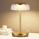 QiMH Battery Operated LED Table Lamp, 5000mAh Cordless Desk Lamp with 3 Level Brightness Touch Control, Mini Rechargeable Night Light for Living Room, Bedroom, Outdoor bar (Gold)