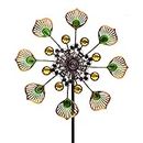 TEENGSE Wind Spinner Garden Decor, 35.4inch Metal Windmill with Yellow Peacock Feather Design, Wind Sculpture with Metal Stakes for Outdoor Garden Yard Lawn Patio Decoration, Wind Energy