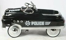 Metall 1950er Stil Kinder schwarz Polizei Komet Pedal Auto - brandneu & verpackt