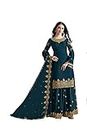 IYALAFAB® Women's Georgette Semi Stitched Anarkali Salwar Suit (Wedding Gown's salwar suit_SF201160 Turquoise Free Size)