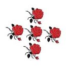 Garneck 5 Pcs Clothing Embroidery Studs for Clothing Stick on Patches Clothing Sewing Appliques Embroidered Patches DIY Hat Accessories Sewing Patches 3D Roses Embroidery Thread Crafts